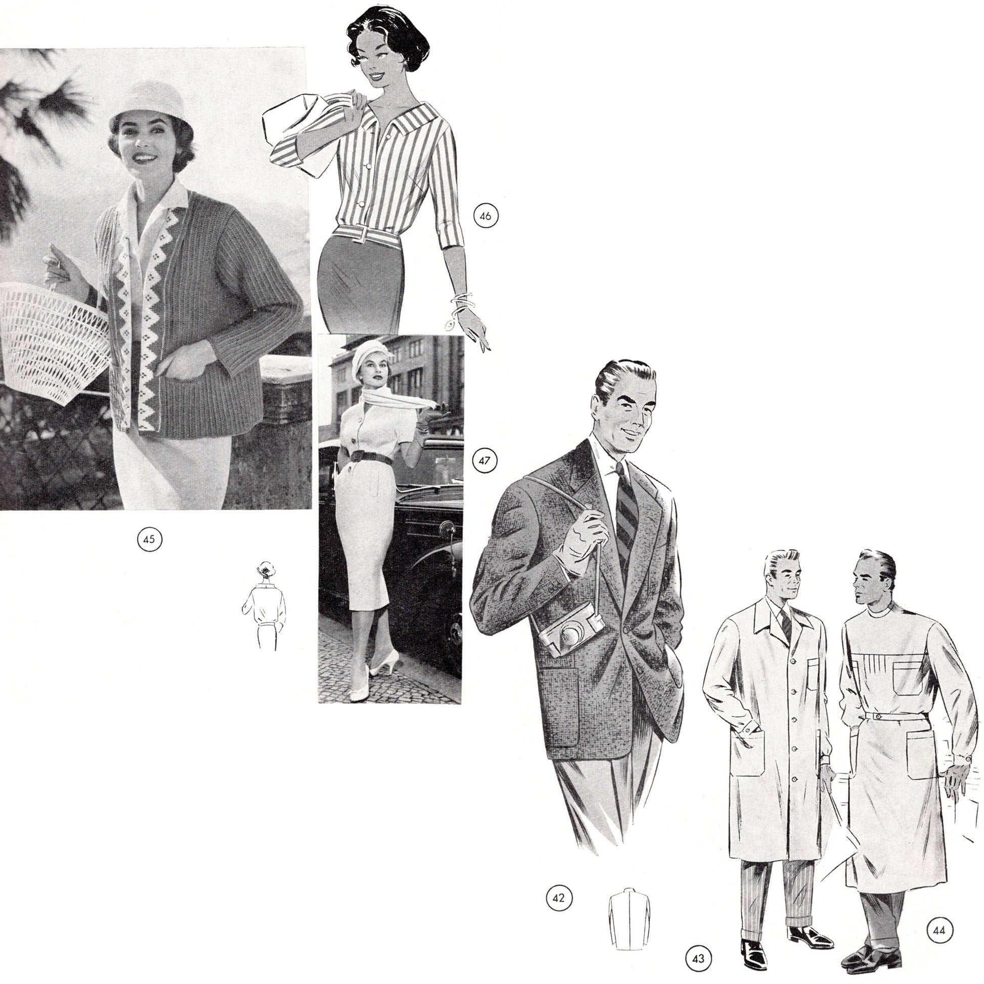 Vintage Late 1950s German Sewing Pattern Drafting Book 74 Lutterloh ladies day wear and men's sportcoat and lab coat