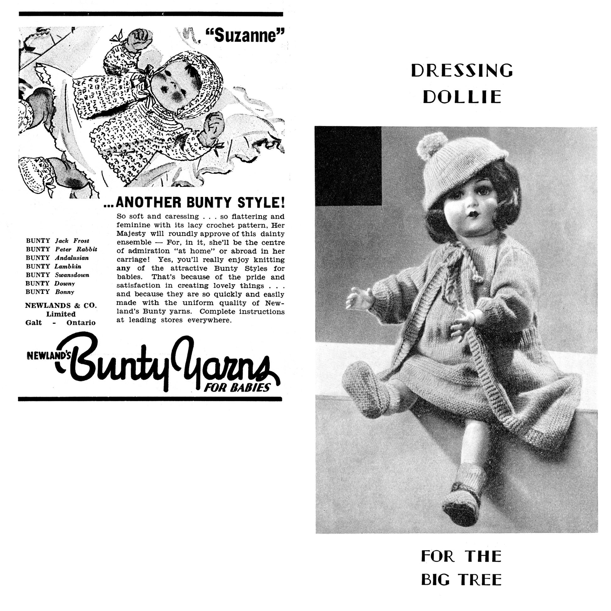 Vintage 1930s knitting magazine Knitting and Home crafts, crocheted layette set for a baby girl and knitted dolls clothes