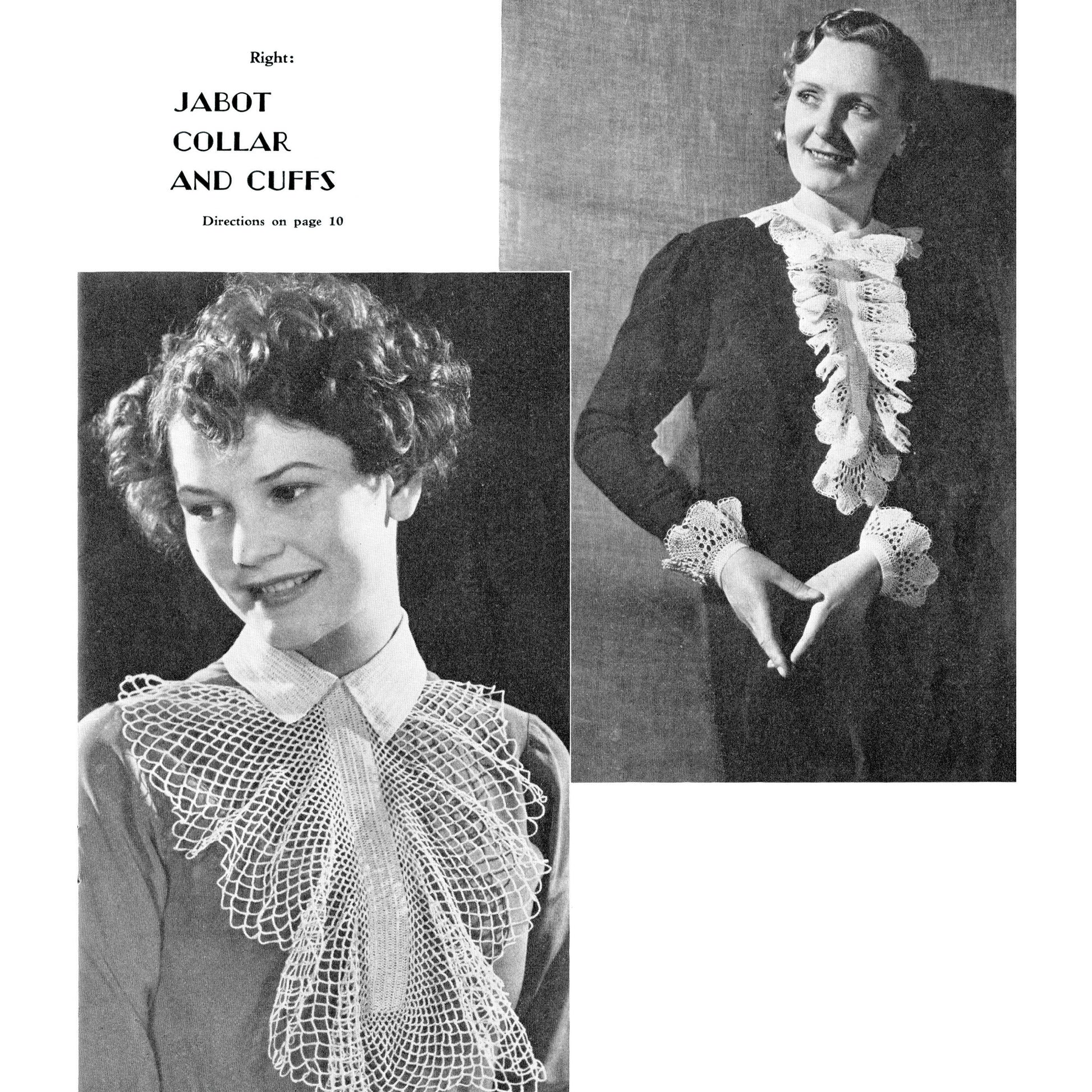 Vintage 1930s knitting magazine Knitting and Home crafts, ladies' crochet lace jabot collars and cuffs