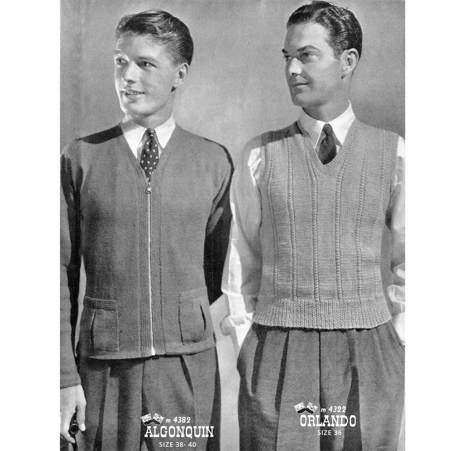 Vintage 1930s knitting magazine Knitting and Home crafts, men's zippered cardigan with pockets and cabled vest