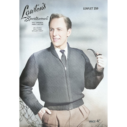 Booklet cover for a vintage 1940s men's sweater knitting pattern