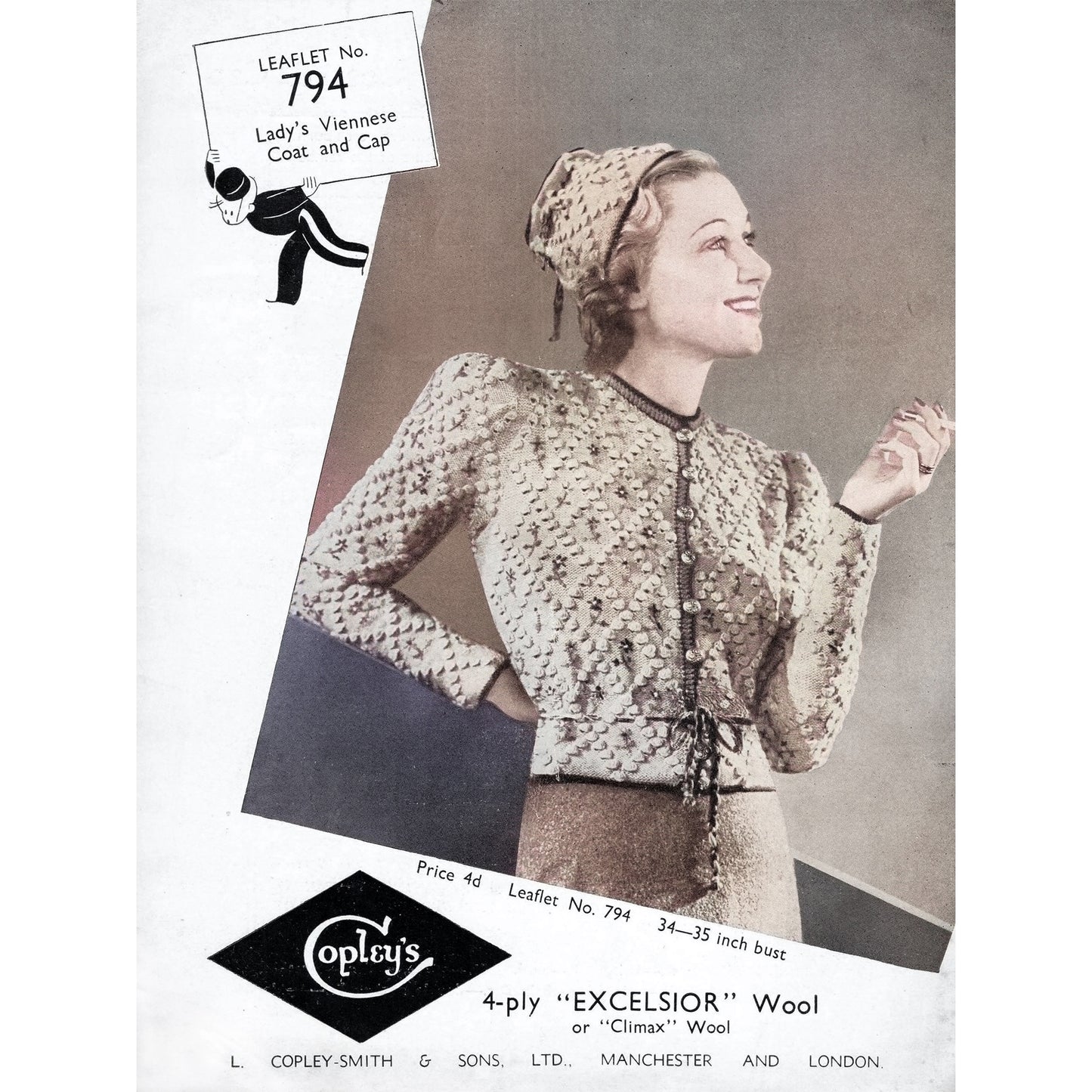 1930s knitting pattern cover for Tyrolean sweater and hat