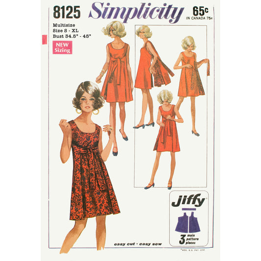 Vintage 1960s Simplicity sewing pattern for a reversible wrap dress, multi-size, envelope front