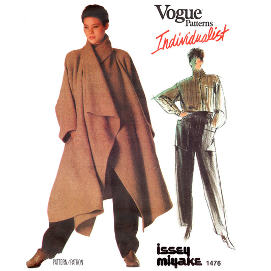 Vintage Vogue sewing pattern V1476 Issey Miyake coat, pants, and shirt size 14 - envelope front