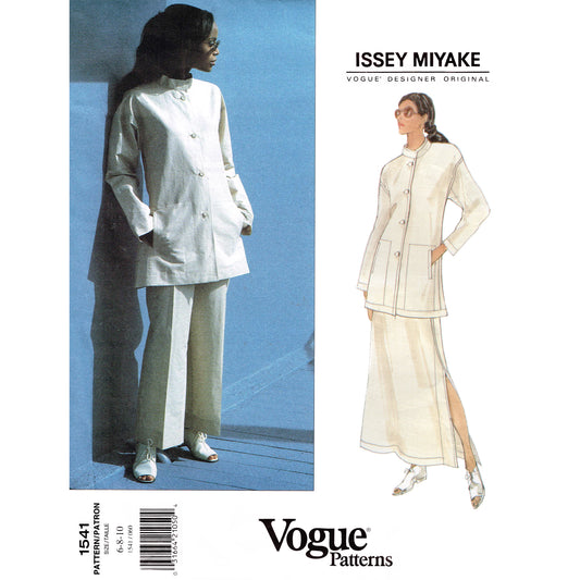 Vogue pattern 1541 envelope cover showing a model wearing matching jacket and pants, with an illustration showing the jacket worn with a skirt