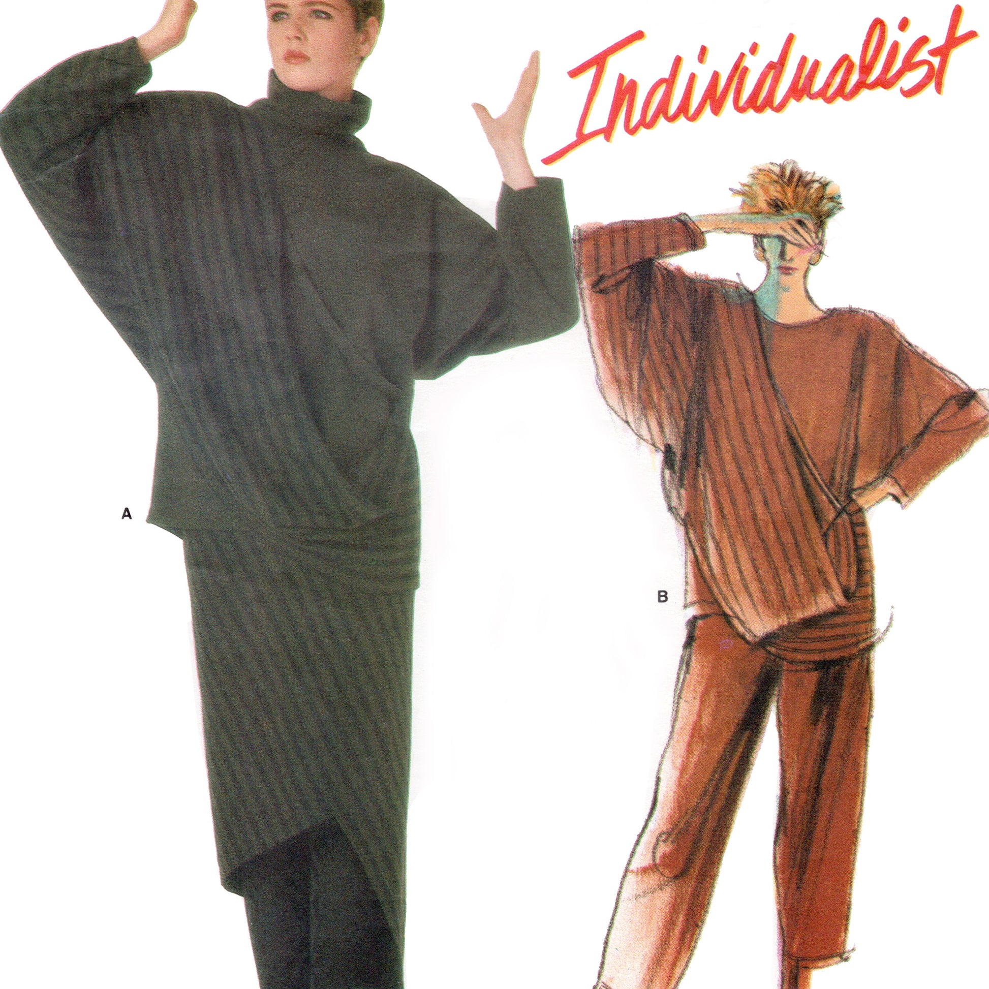 Vintage 1980s sewing pattern Vogue 1618 Issey Miyake top, pants, skirt. Instant download avant garden Japanese designer eighties pattern Day17Vintage. Envelope front close-up