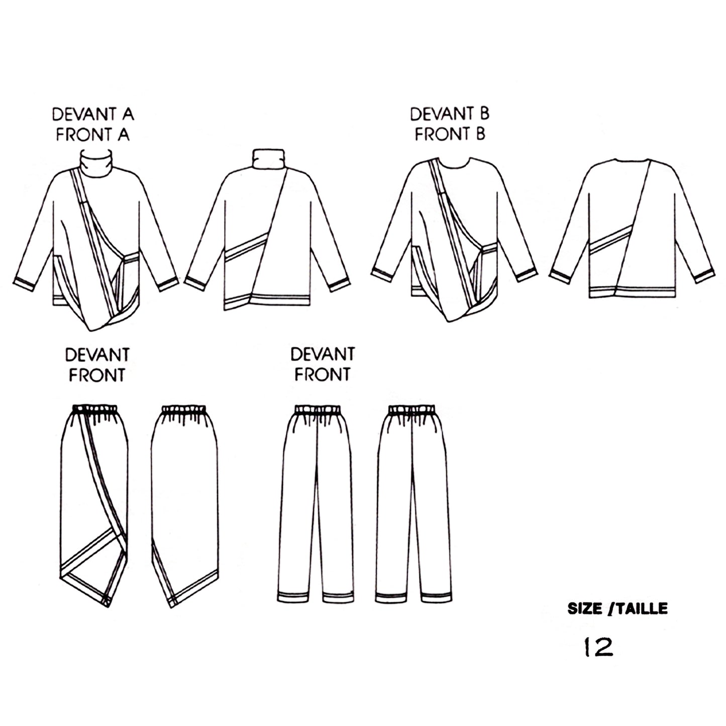 Vintage 1980s sewing pattern Vogue 1618 Issey Miyake top, pants, skirt. Instant download avant garden Japanese designer eighties pattern Day17Vintage. Line art