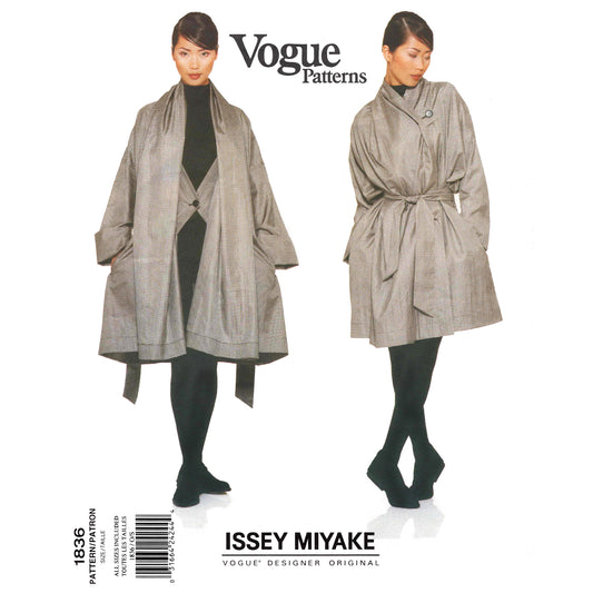 Vintage 1990s Sewing Pattern Vogue 1836 V1836 Issey Miyake Oversized Coat and Belt 90s Coat Pattern Japanese Designer Vogue Designer Pattern - envelope front