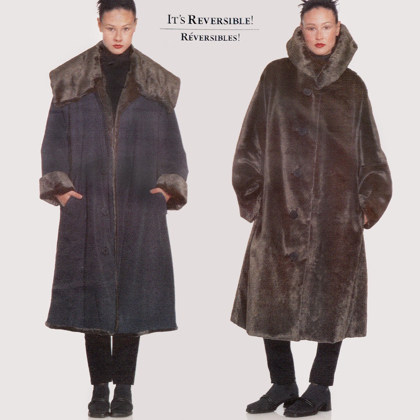 Close-up of envelope cover showing both views of the coat