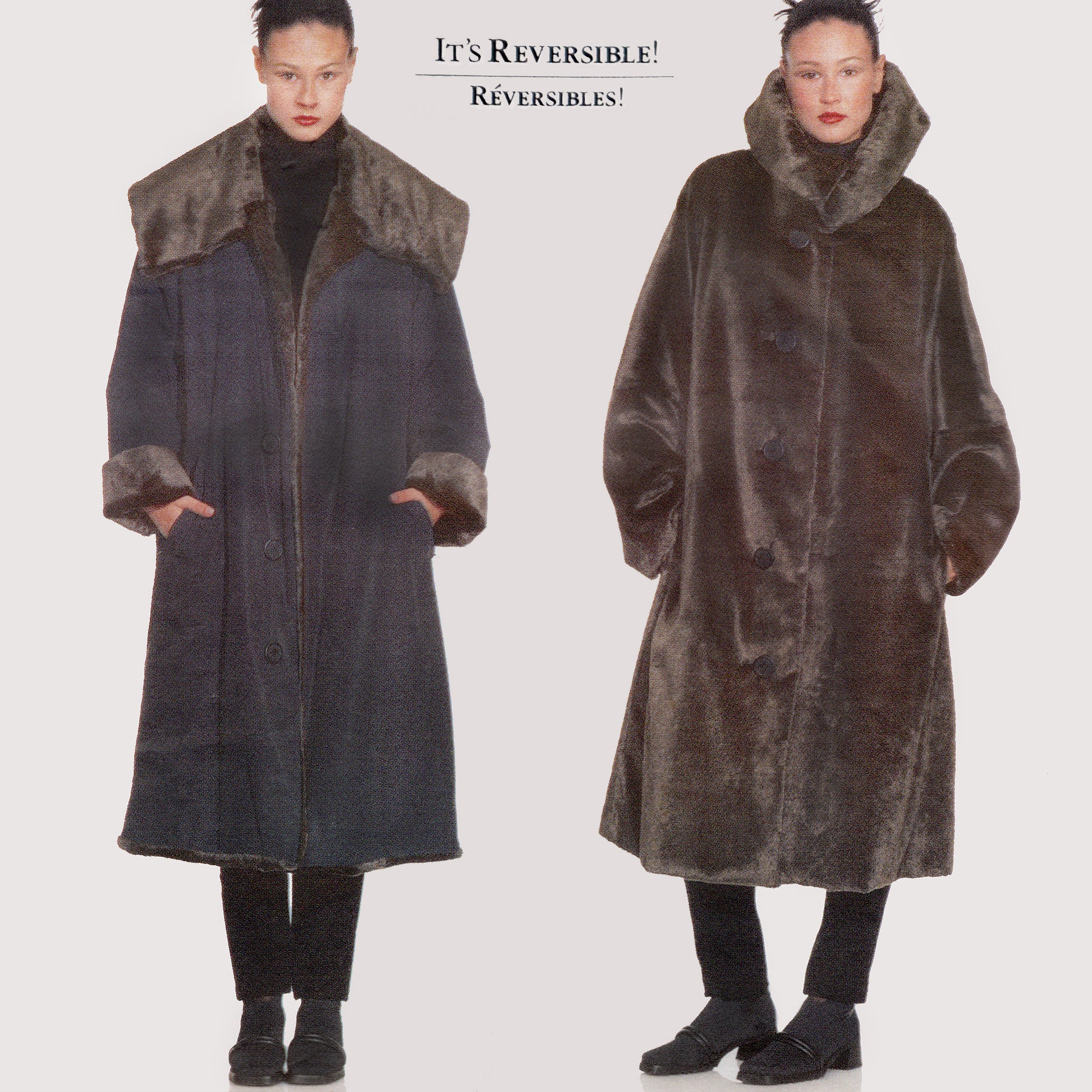 Close-up of envelope cover showing both views of the coat