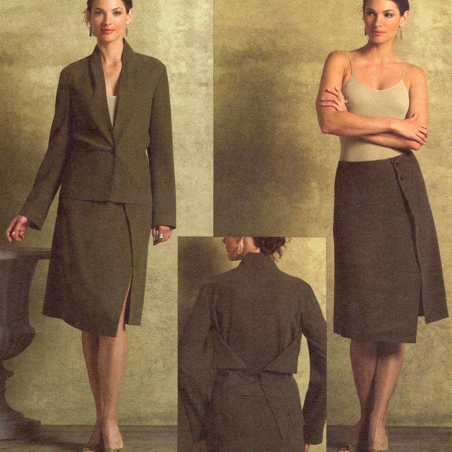 Close-up of envelope cover showing front and back views of the outfit