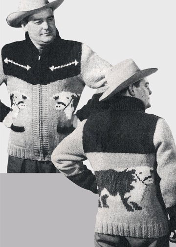 vintage knitting patterns download Day17Vintage B1032 50s Cowichan Cardigan Hereford Bull