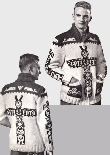 vintage knitting patterns download Day17Vintage B1033 Fifties Totem Pole Cowichan Sweater