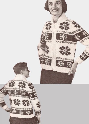 vintage knitting patterns download Day17Vintage B1035 Fifties Snowflake Cowichan Sweater