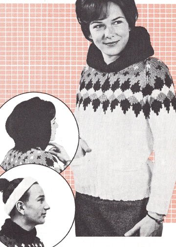 vintage knitting patterns download Day17Vintage B1037 Fifties Cowichan Sweater with Hood