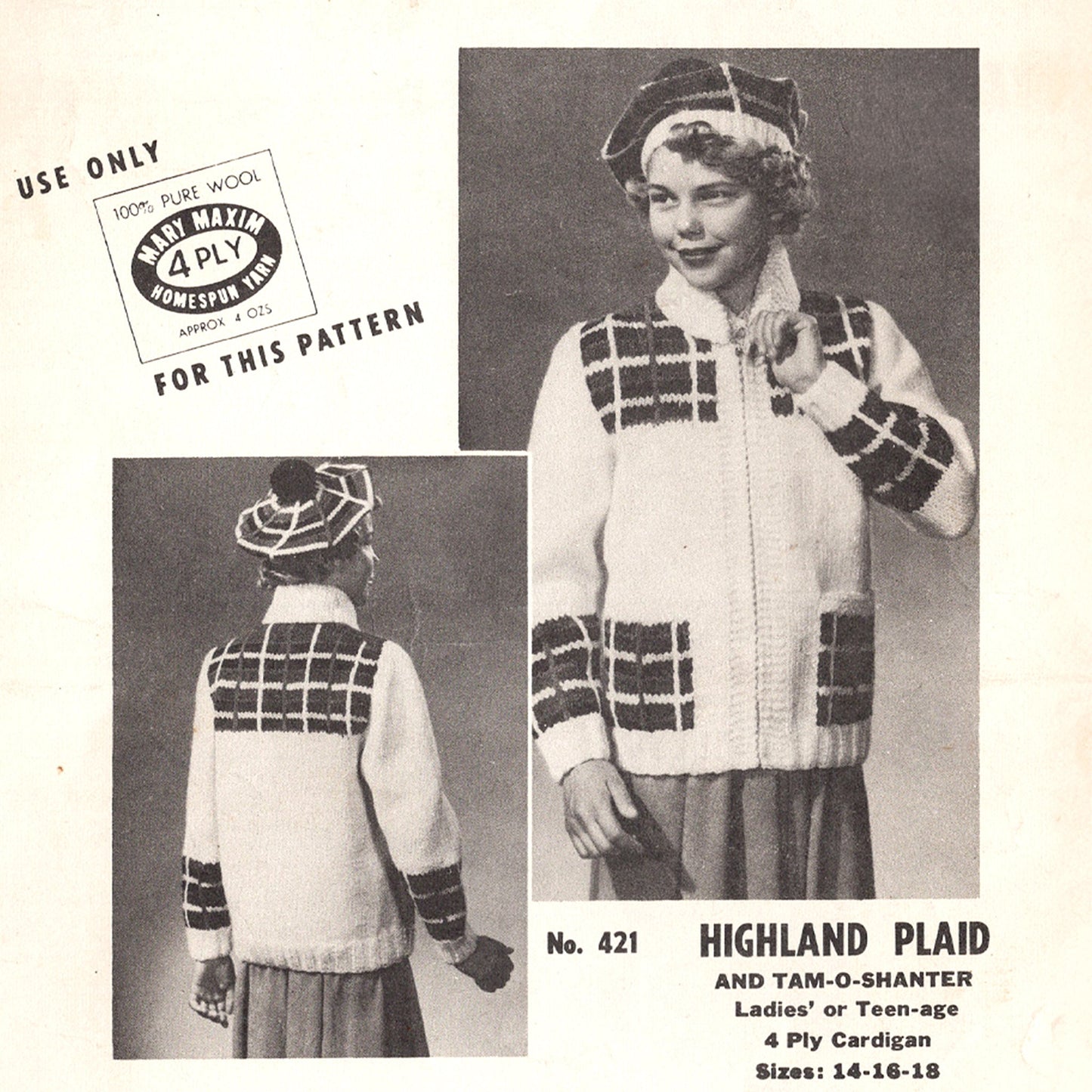 vintage knitting patterns download Day17Vintage B1021 Highland Plaid Cowichan Sweater and Hat