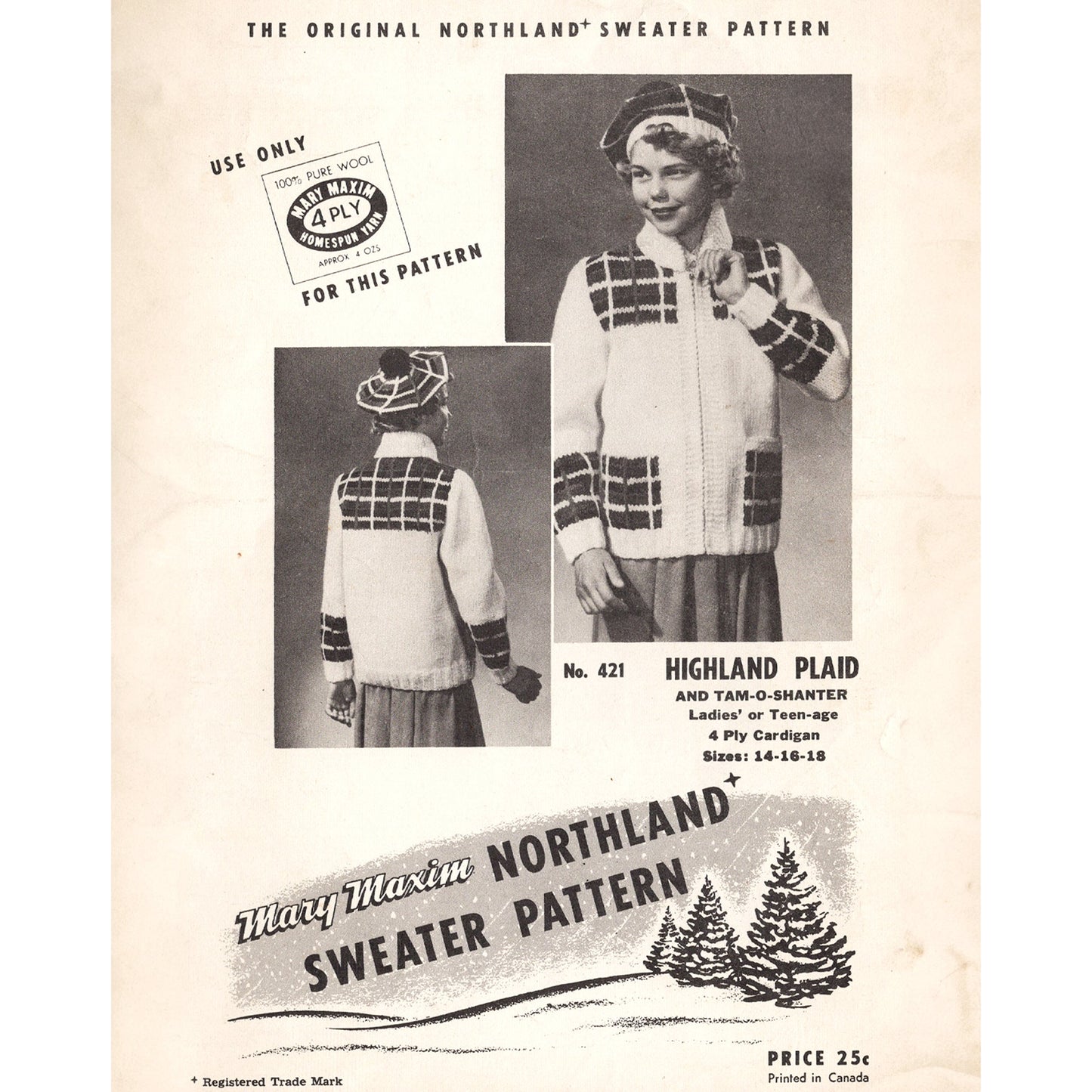 vintage knitting patterns download Day17Vintage B1021 Highland Plaid Cowichan Sweater and Hat