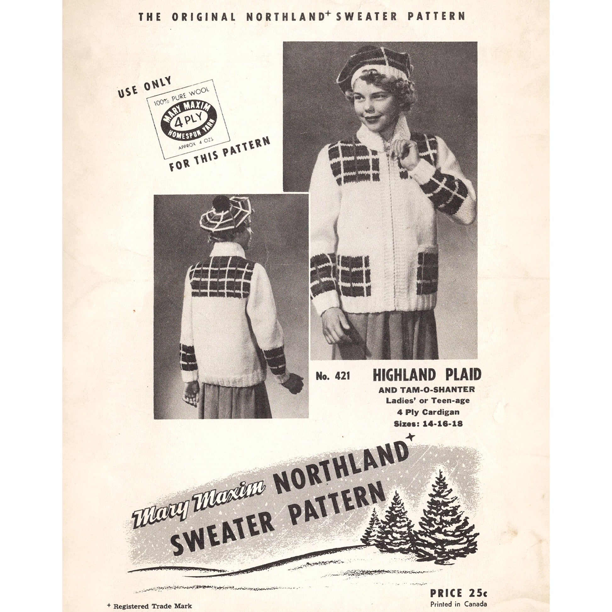 vintage knitting patterns download Day17Vintage B1021 Highland Plaid Cowichan Sweater and Hat