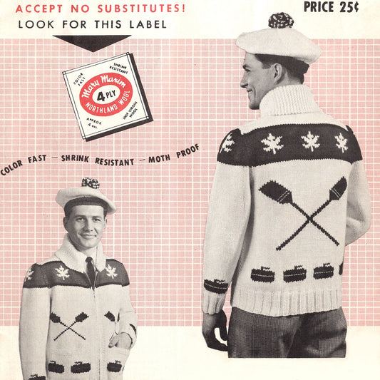 vintage knitting patterns download Day17Vintage B1022 Fifties Curling Themed Cowichan Sweater