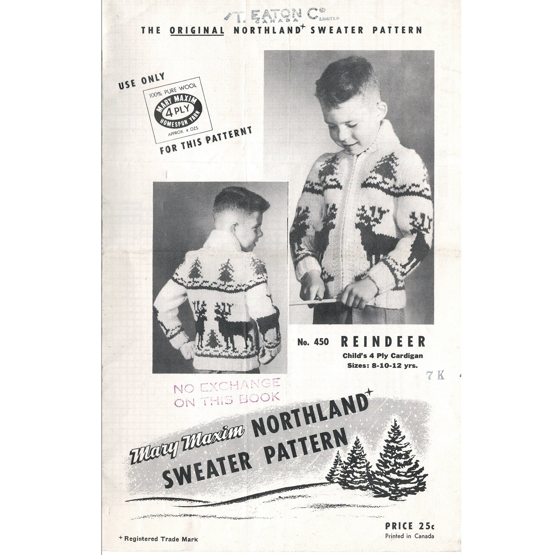 vintage knitting patterns download Day17Vintage B1025 Children's Reindeer Cowichan Sweater