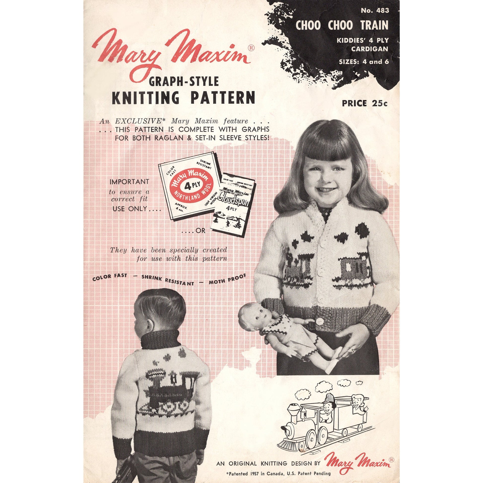 vintage knitting patterns download Day17Vintage B1027 Child's Choo Choo Train Cowichan Sweater