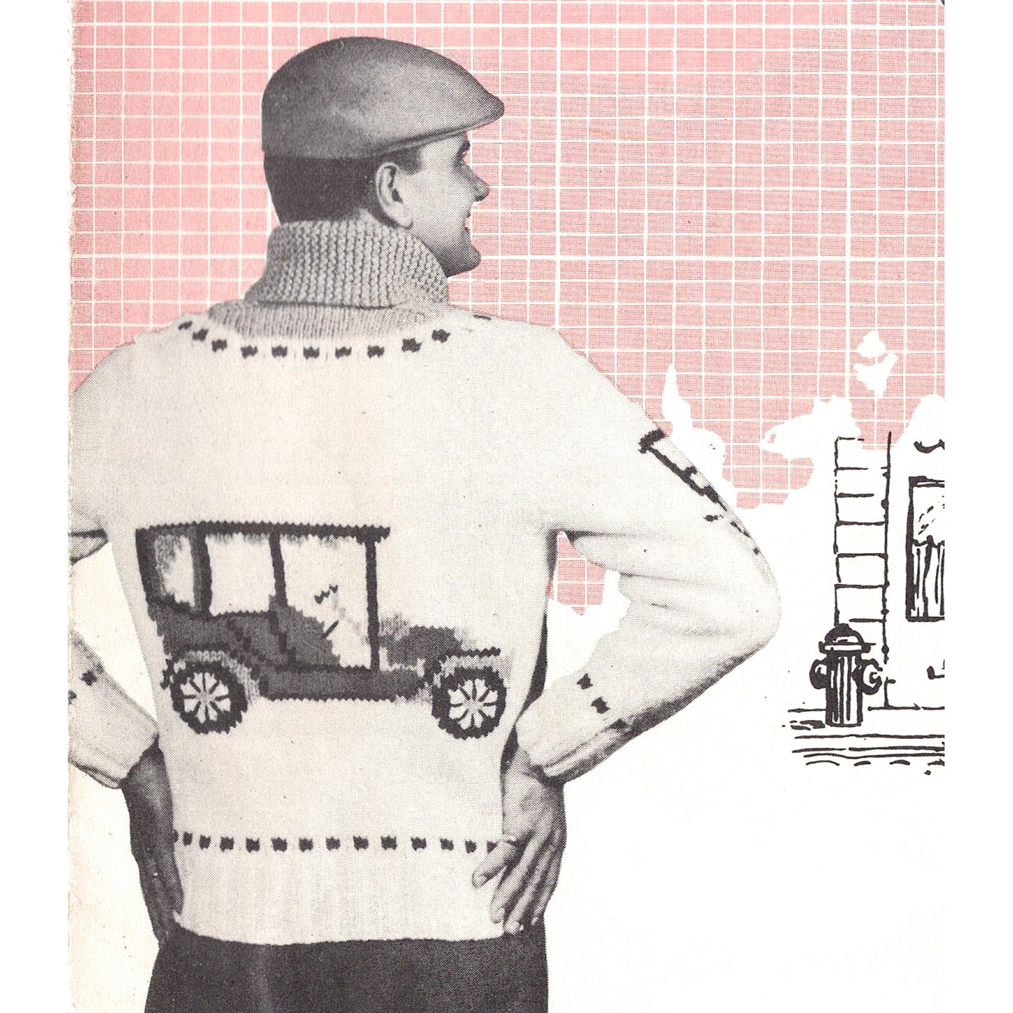 vintage knitting patterns download Day17Vintage B1030 1950s Antique Cars Cowichan Sweater