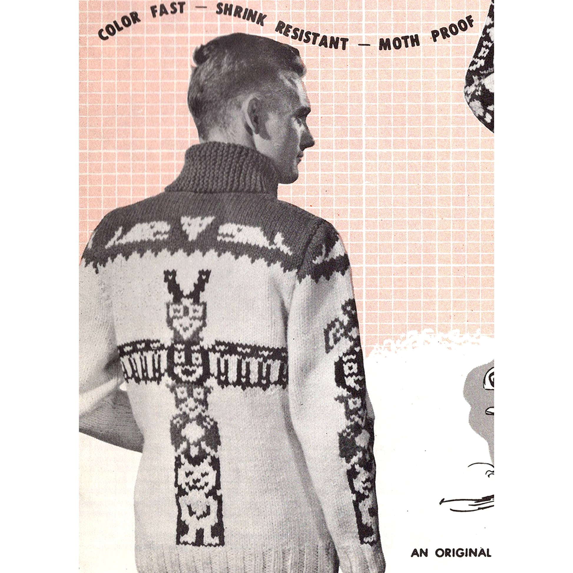 vintage knitting patterns download Day17Vintage B1033 Fifties Totem Pole Cowichan Sweater