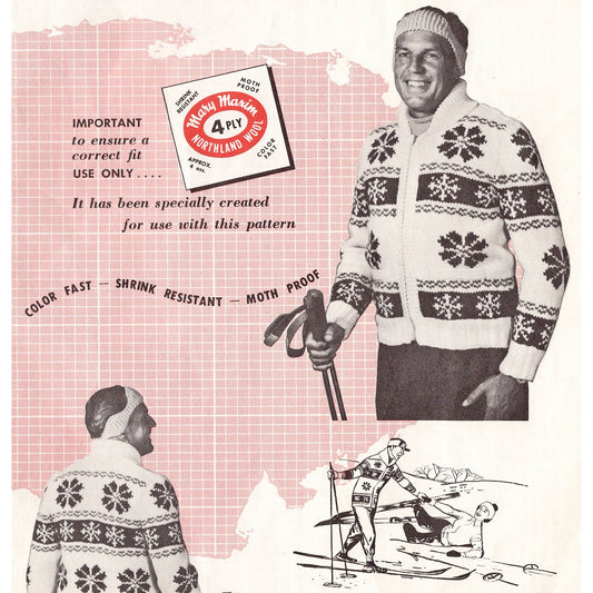 vintage knitting patterns download Day17Vintage B1034 Fifties Snowflake Cowichan Cardigan