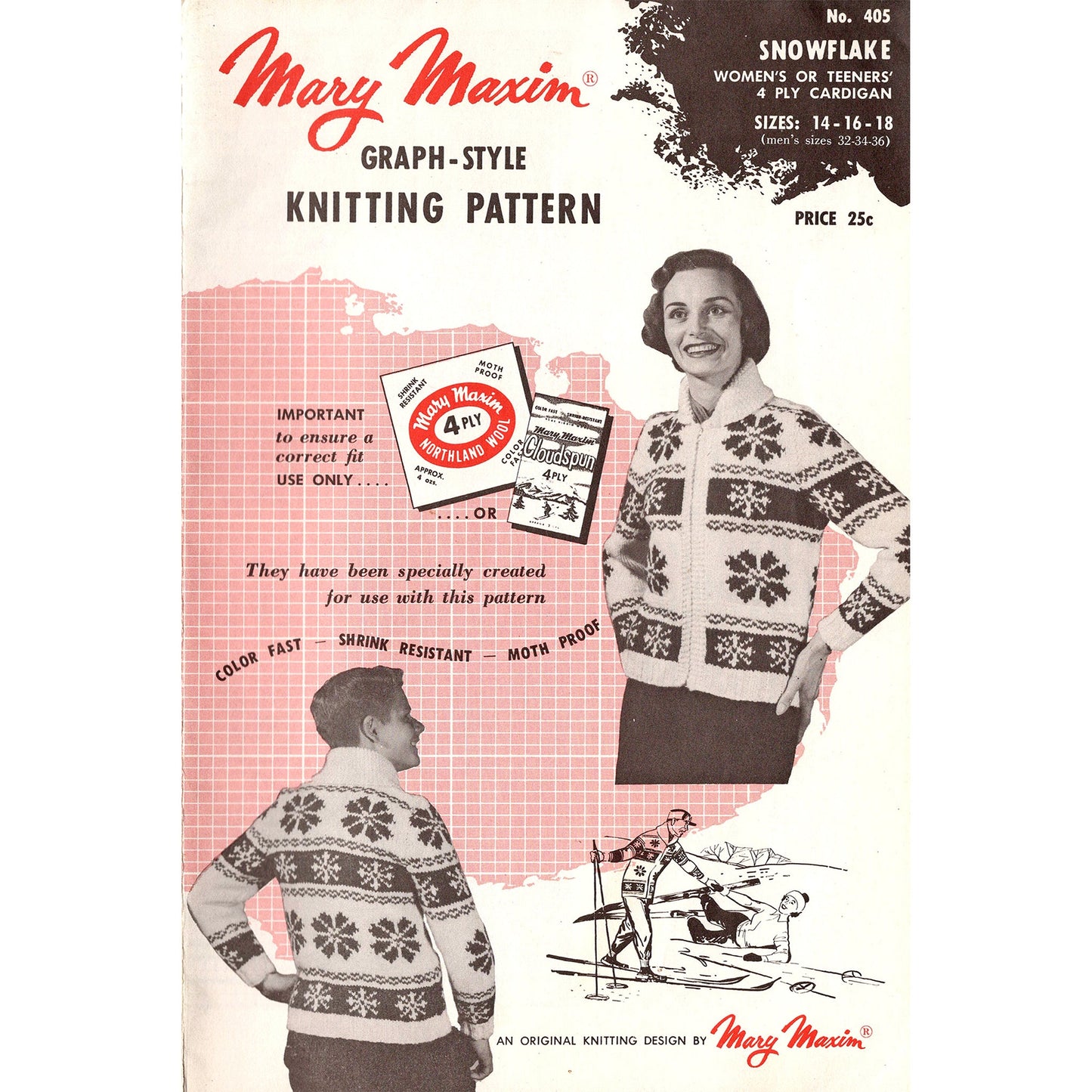 vintage knitting patterns download Day17Vintage B1035 Fifties Snowflake Cowichan Sweater