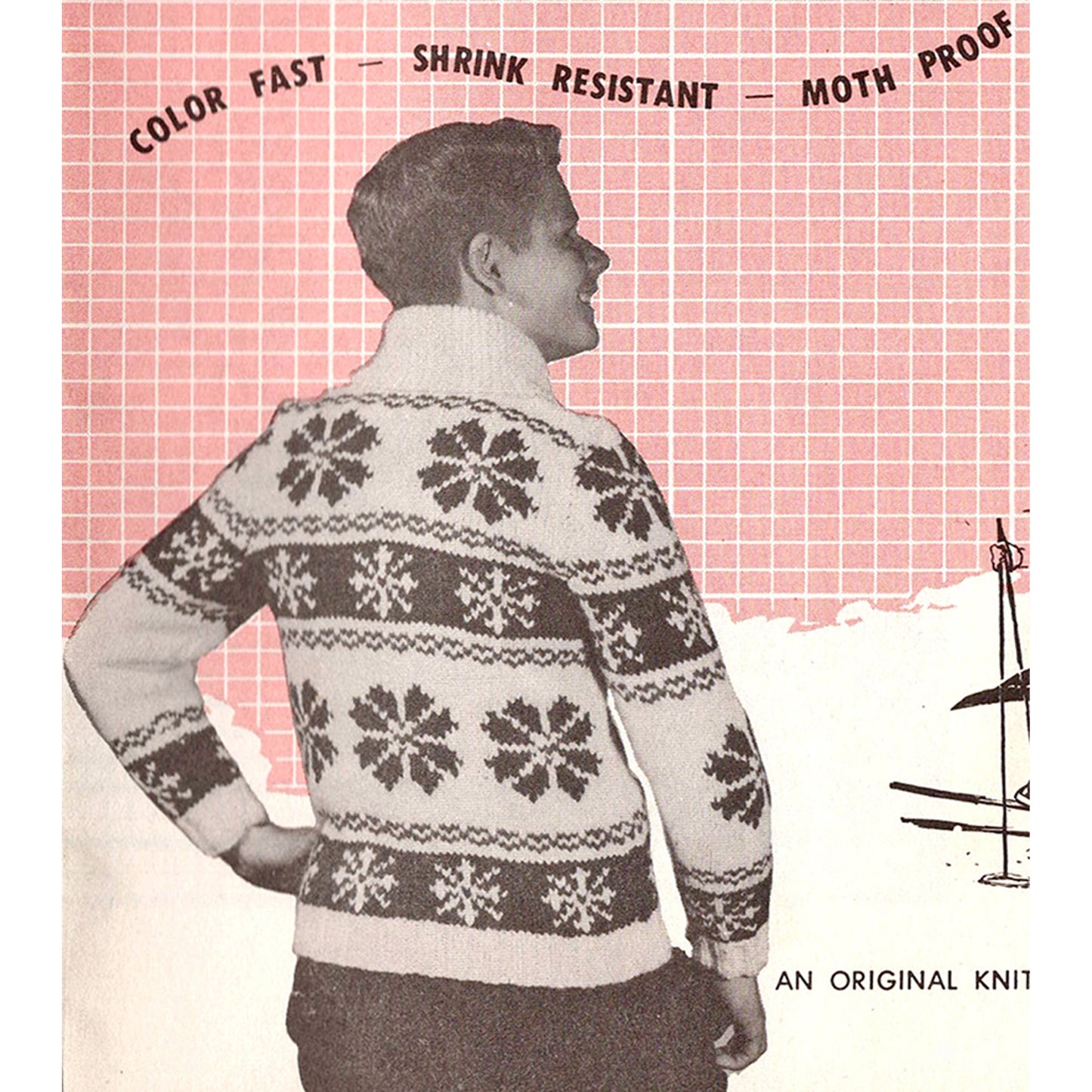 vintage knitting patterns download Day17Vintage B1035 Fifties Snowflake Cowichan Sweater