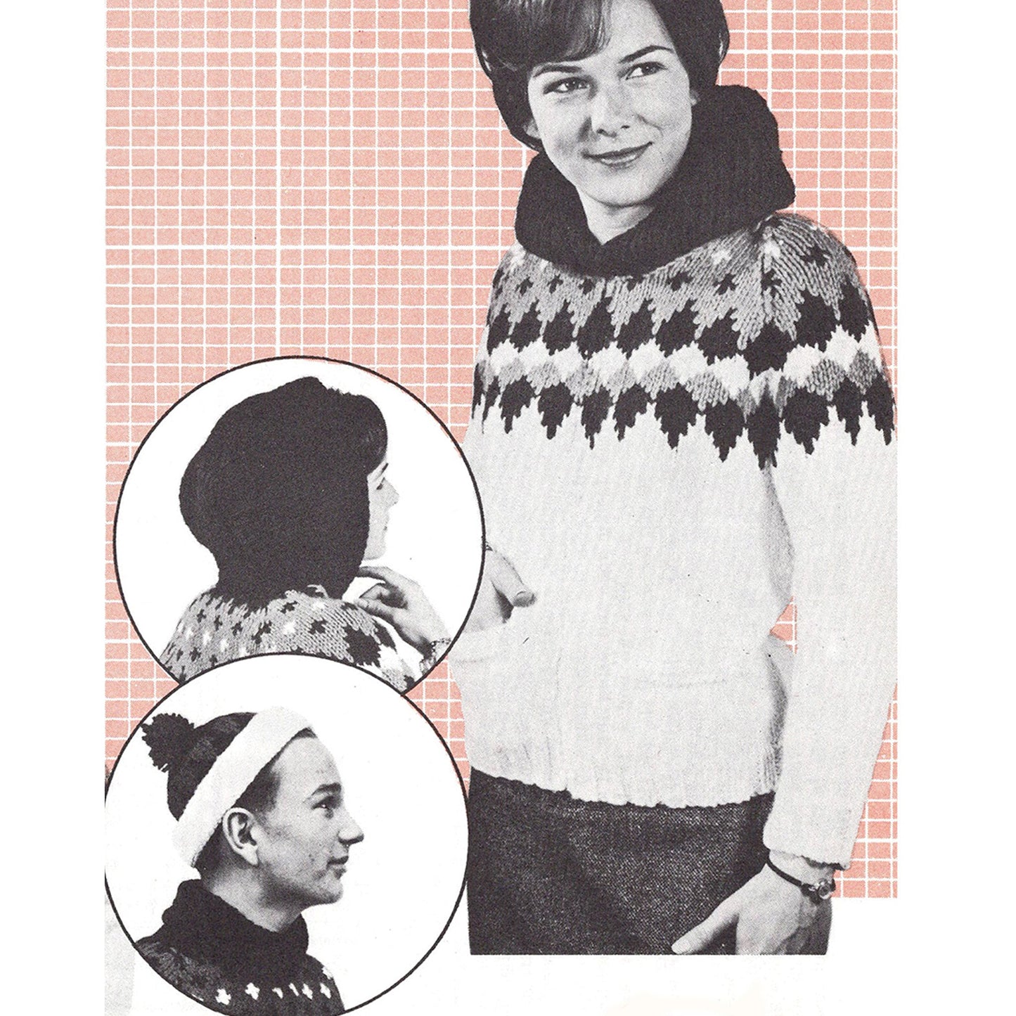 vintage knitting patterns download Day17Vintage B1037 Fifties Cowichan Sweater with Hood