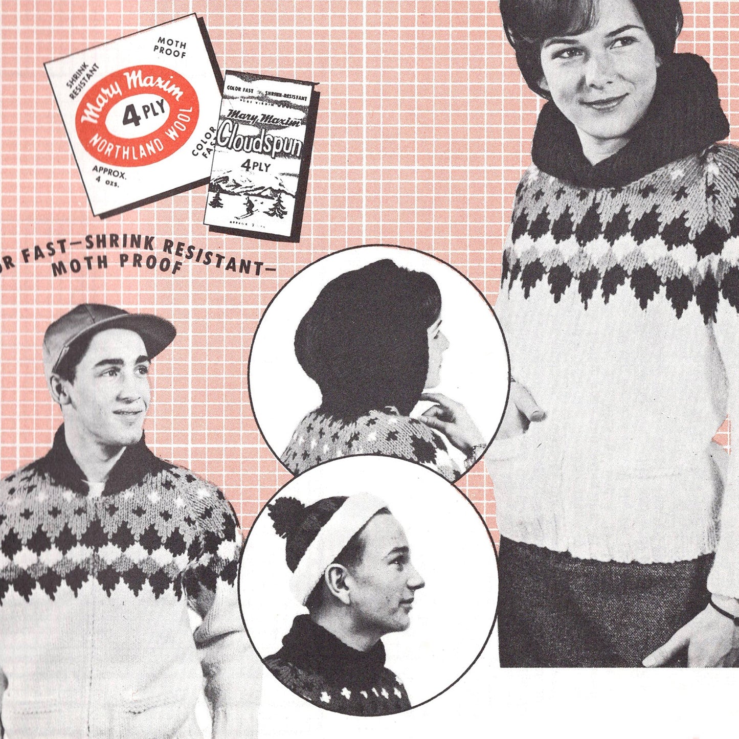 vintage knitting patterns download Day17Vintage B1037 Fifties Cowichan Sweater with Hood