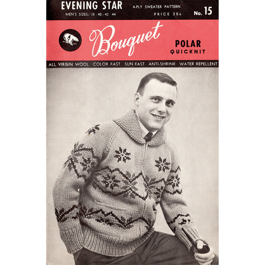 vintage knitting patterns download Day17Vintage B1041 Bouquet Evening Star Cowichan Cardigan