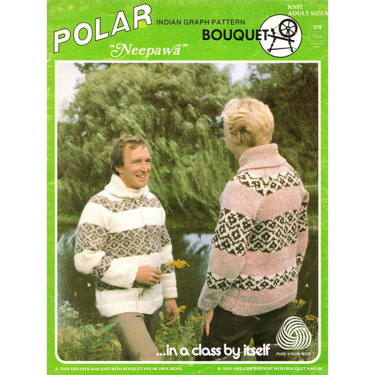 vintage knitting patterns download Day17Vintage B1045 Bouquet Polar Neepawa Cowichan Sweater