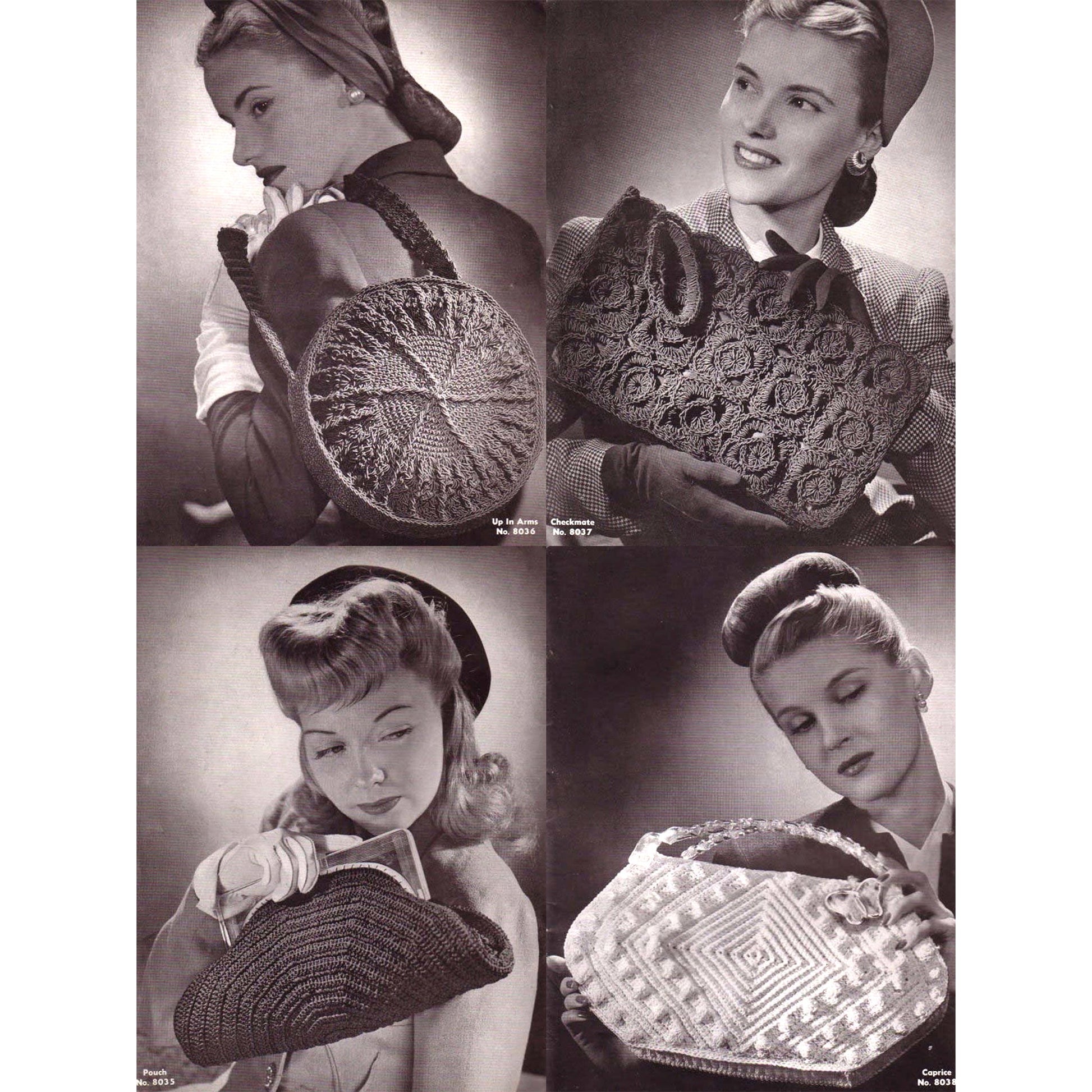 vintage knitting patterns download Day17Vintage B1020 Quaker Smart Bags 1940s Purse Patterns