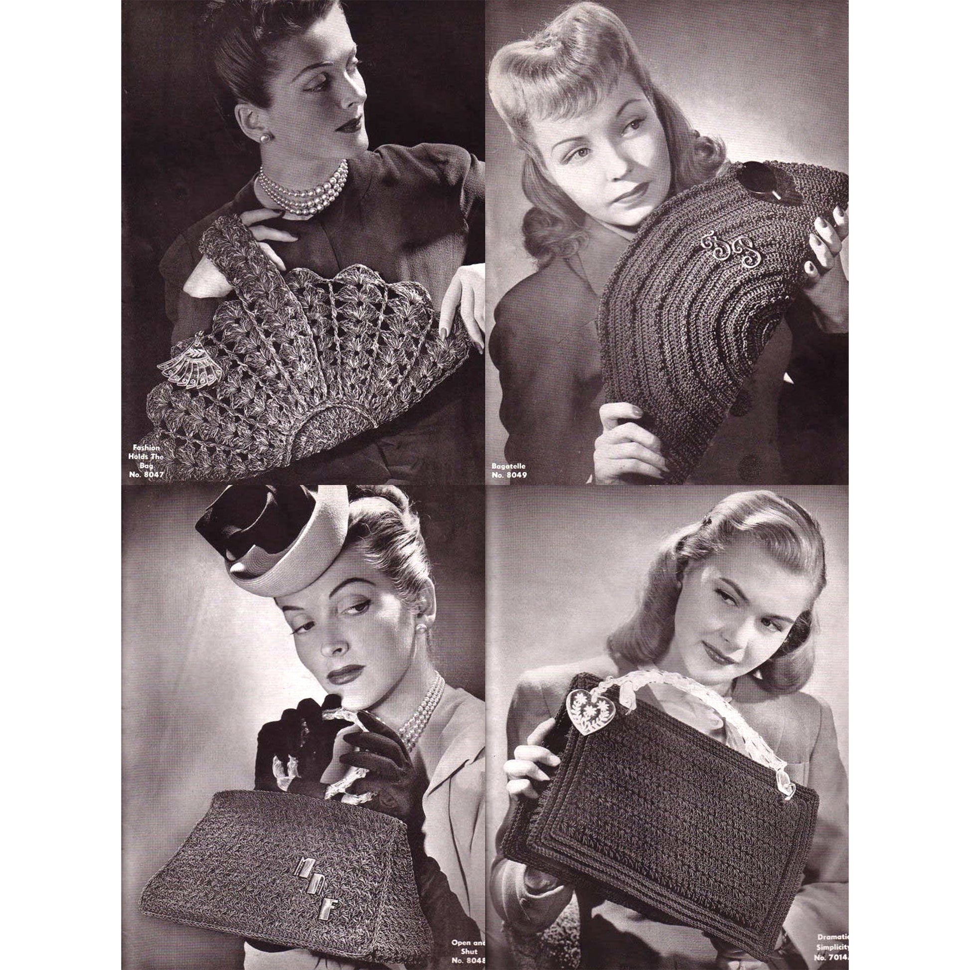 vintage knitting patterns download Day17Vintage B1020 Quaker Smart Bags 1940s Purse Patterns