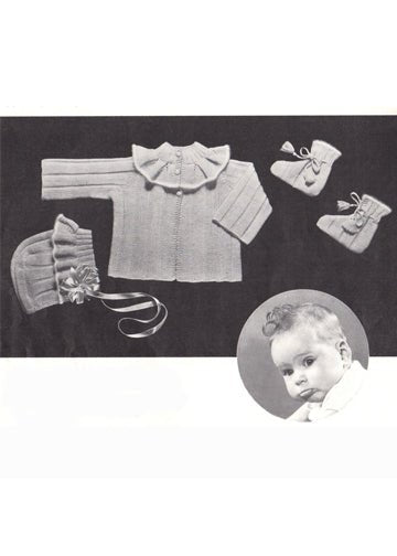 vintage knitting patterns download Day17Vintage K1020 Ruffled Baby Set