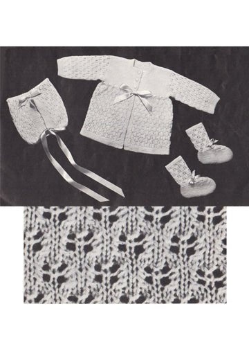 vintage knitting patterns download Day17Vintage K1021 Dainty Lace Baby Set