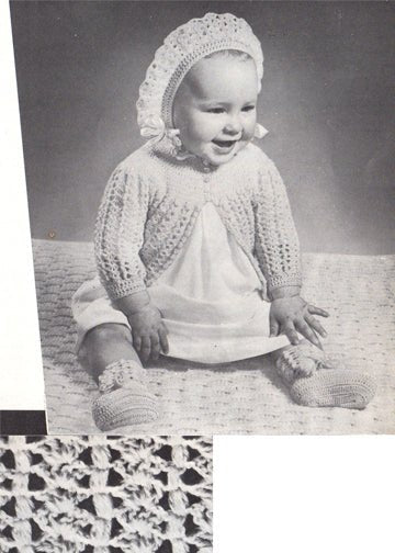 vintage knitting patterns download Day17Vintage K1022 Crochet Lace Baby Set