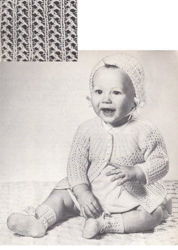 vintage knitting patterns download Day17Vintage K1023 Ribbed Lace Baby Set