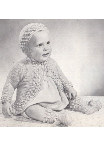 vintage knitting patterns download Day17Vintage K1024 Bobbled Crochet Baby Set