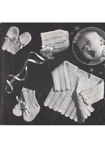 vintage knitting patterns download Day17Vintage K1028 4-Piece Newborn Baby Set