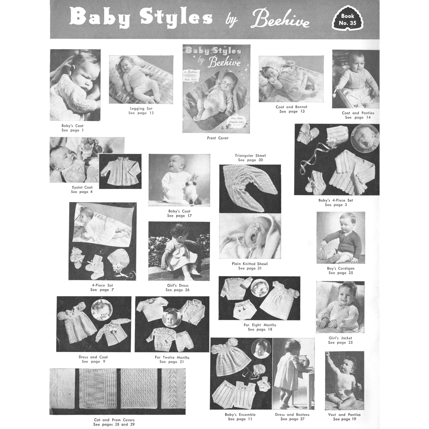 vintage knitting patterns download Day17Vintage B1072 Baby Styles by Beehive No. 35