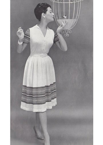 vintage knitting patterns download Day17Vintage L1051 Striped Shirtwaist Dress
