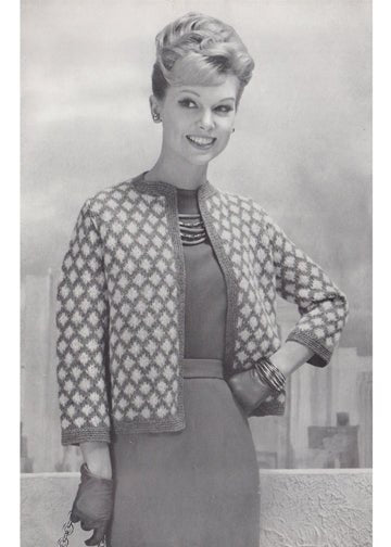 vintage knitting patterns download Day17Vintage L1055 Diamond Jacket