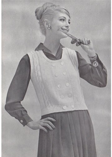 vintage knitting patterns download Day17Vintage L1069 Double Breasted Cabled Vest