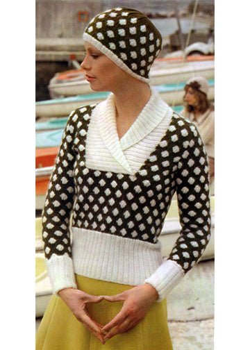 vintage knitting patterns download Day17Vintage L1161 Cowl Neck Sweater & Hat Set