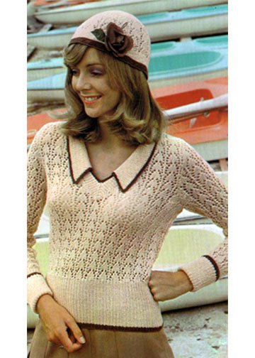 vintage knitting patterns download Day17Vintage L1162 Lace Sweater & Hat Set