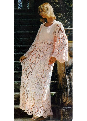 vintage knitting patterns download Day17Vintage L1168 Crocheted Lace Maxi Dress