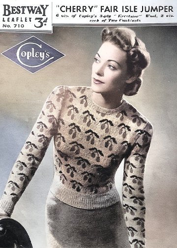 vintage knitting patterns download Day17Vintage L1241 Bestway 710 Cherry Fair Isle Jumper